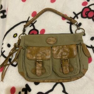 Roots green and brown shoulder bag🥝🤎